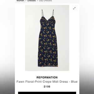 REFORMATION
Fawn Floral-Print Crepe Midi Dress - Blue